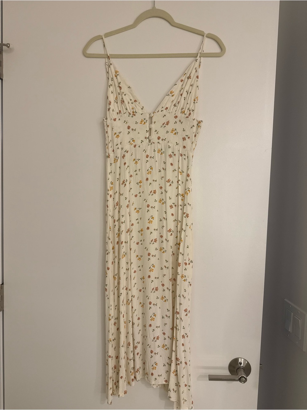 Reformation Cream Floral Spaghetti-Strap Maxi Dress